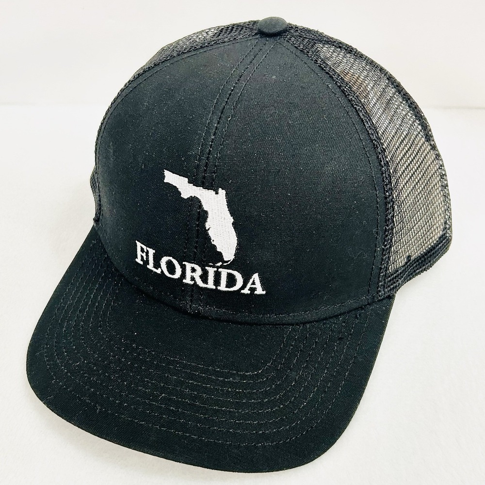 The State Company Florida Script Trucker Hat Cap Adjustable Snapback Black